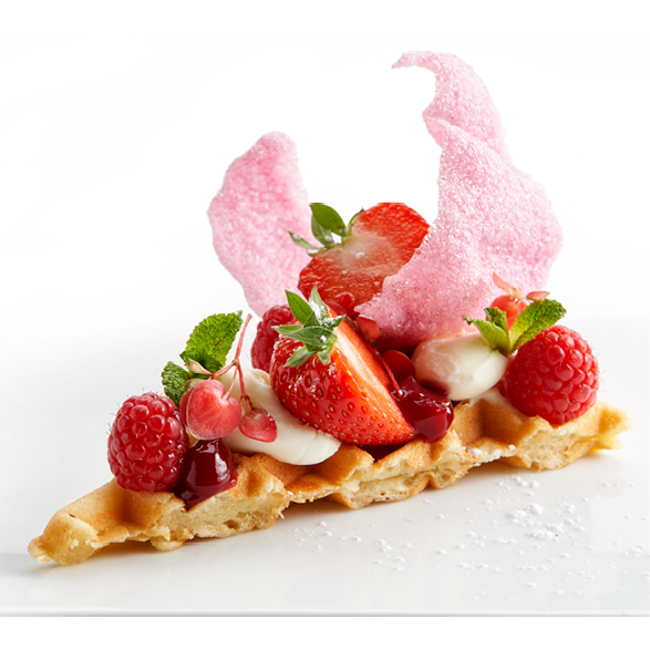 Gaufrette à la vanille avec krupuk Eau de rose