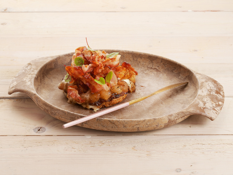 Tarte Tatin Pearl Onions & Thyme with reblochon and bacon